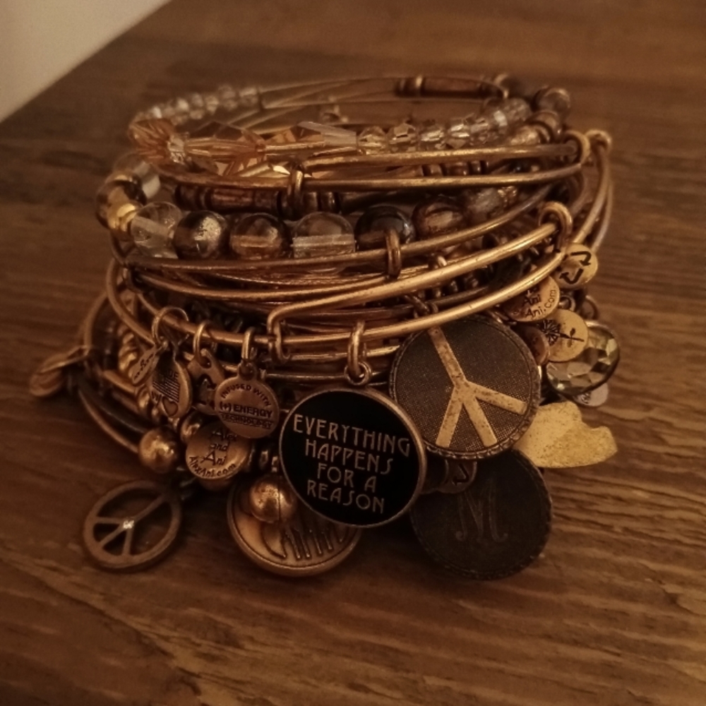 Alex and Ani expandable bracelets in gold